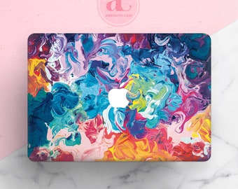 Oil Paints Macbook Case: Colorful Abstract Art, Protective Plastic