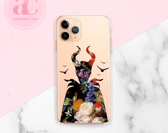 Maleficent Floral iPhone Case: Protective Silicone Fairy Tale Design for iPhone 17 Air 16 Pro Max 15 Pro 17 Pro 14 Pro 13 Pro Max Case