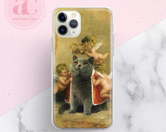 Renaissance Cat iPhone Case: Angelic Art, Cat Lovers Gift