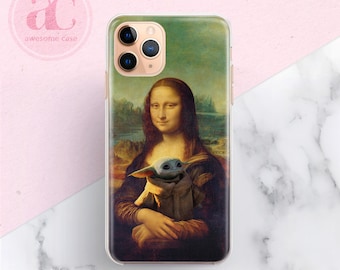 Mona Lisa Grogu iPhone Case: Protective Silicone Phone Cover | Silicone Cover  for iPhone 17 Pro 17 Air 16 Pro 17 Pro 14 Pro 15 Pro Case