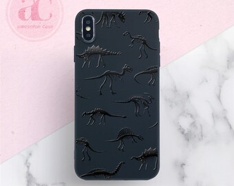 Coque pour iPhone squelette de dinosaure 3D : silicone écologique