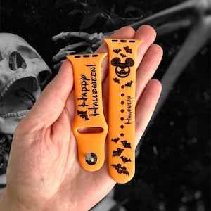 Halloween theme Pumpkin Apple Watch strap for 38 40 41 42 44 45mm Apple Watch 1 2 3 4 5 6 7 SE series Engraved Apple Watch band iwatch strap