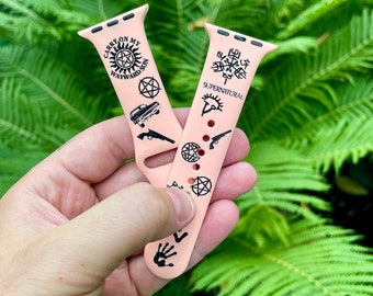 Supernatural Laser Engraved Apple Watch band for 40 41 42 44 45 46mm Winchester Brothers Apple Watch 1 2 3 4 5 6 7 series strap iWatch Band