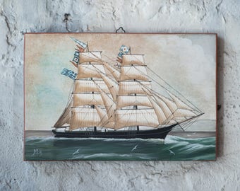 Sailing Ship - Seascapeon old wood