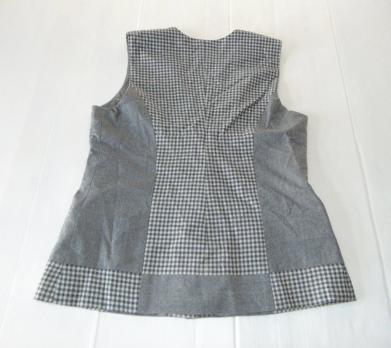 90s Plaid women/'s vests Gray waistcoat Button down vest Size SM