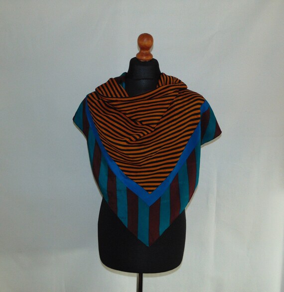 Vintage Yves Saint Laurent striped print silk scar