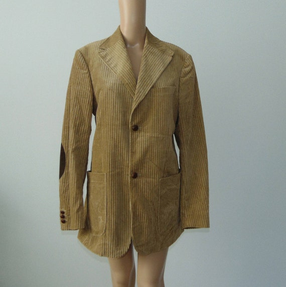 90s Men's corduroy blazer Beige corduroy jacket Co