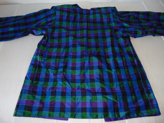 80s Plaid colorful jacket Kimono style jacket Mul… - image 3