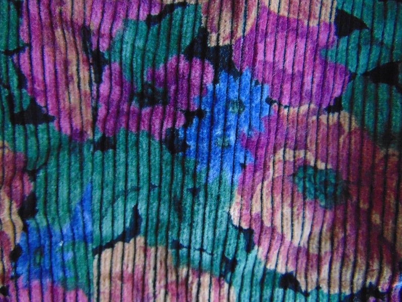 90s Corduroy purple cropped jacket Floral rainbow crop top Party colorful bolero Size Medium