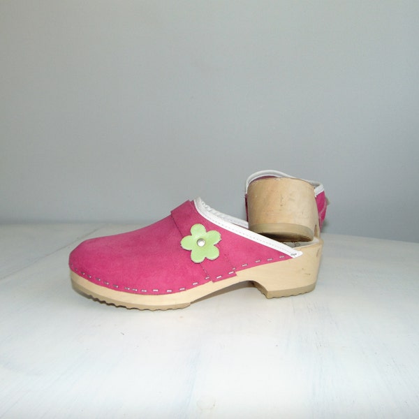 suede platform clogs