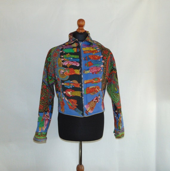 80s GIANNI VERSACE Asiana print harrington jacket