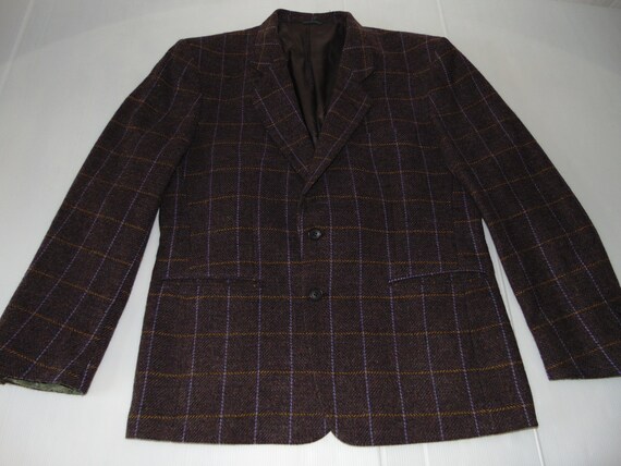 80s Ungaro Wool plaid jacket Purple men's blazer W