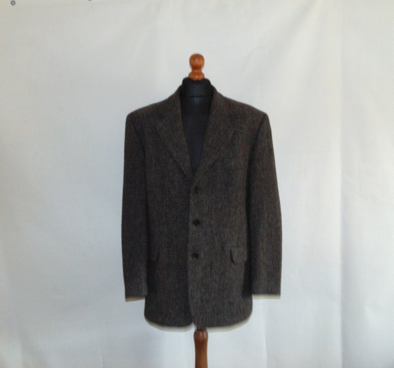 80s HARRIS Tweed Wool plaid blazer Men's scotland
