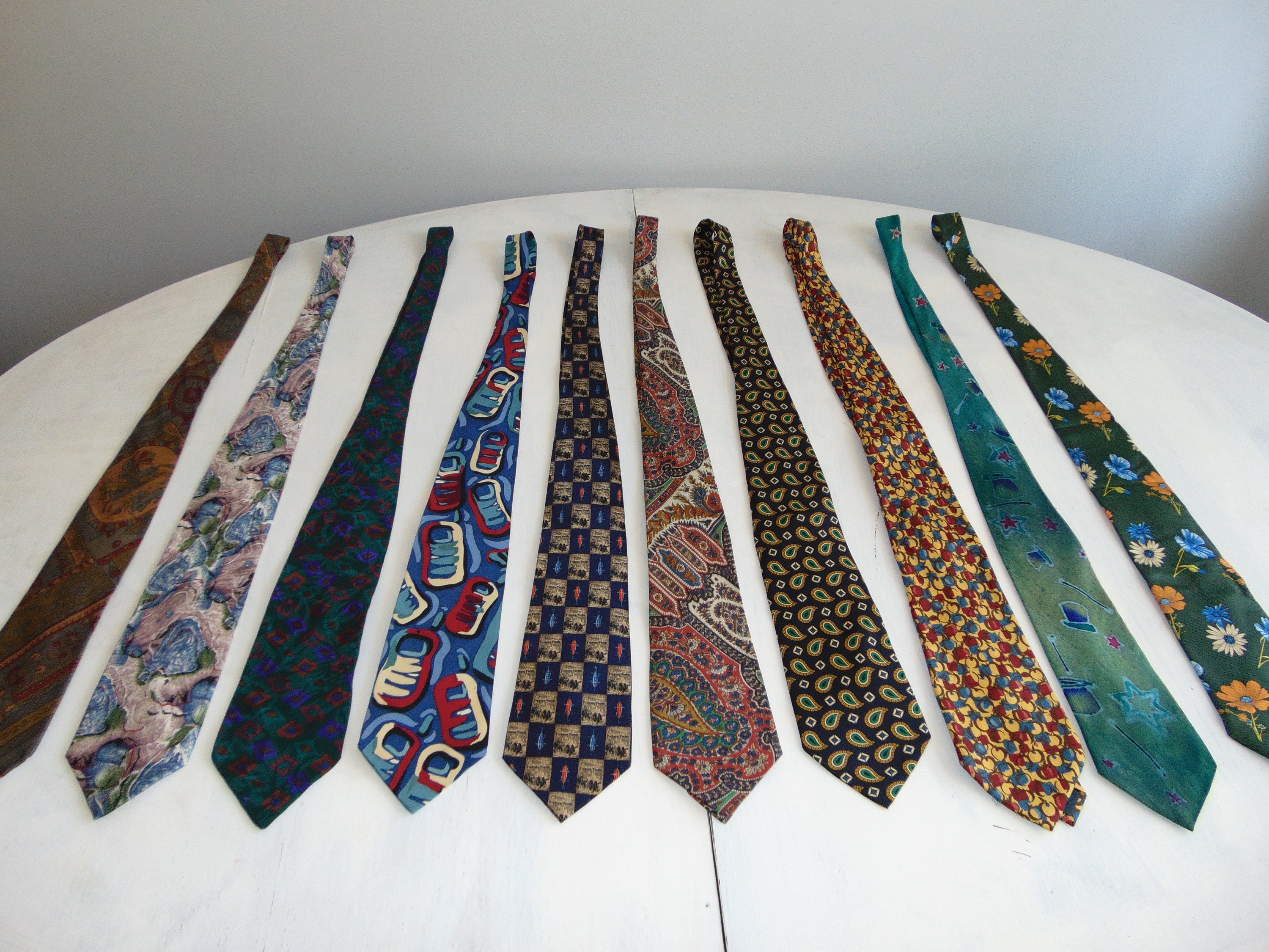Vintage Set 10 silk ties Silk pattern necktie Men's Etsy
