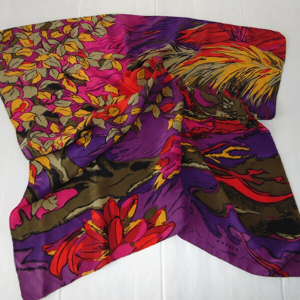 80's Artsy Abstract Rainbow Silk Scarf main image 0