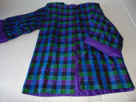 80s Plaid colorful jacket Kimono style jacket Mul… - image 1