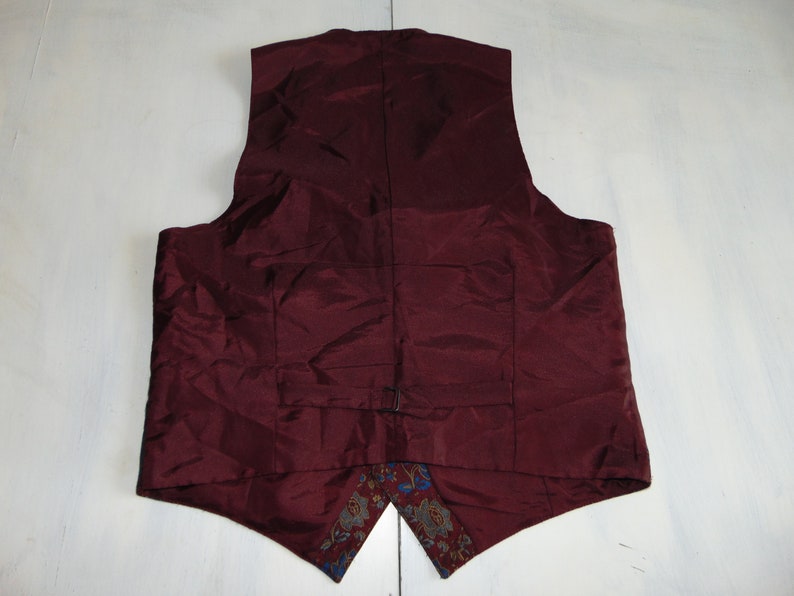 90s Bordo floral formal vests Men/'s waistcoat Button down vest Size Medium