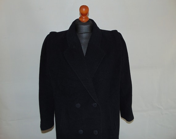 90s CANDA Wool maxi overcoat Dark blue women's coa