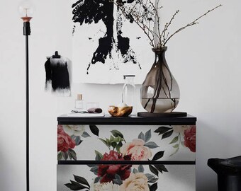 Decals For Malm Dresser Skin Ikea Dark Tropical Leaves Etsy