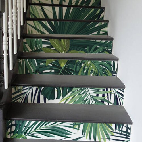10 Strips of Stair Riser Tropical Leaves Removable Sticker - Etsy