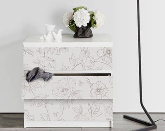 IKEA MALM dresser flowers Removable MALM 6 drawer dresser, white, 63x30 34