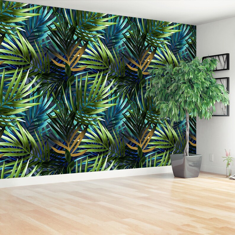 Palm Leaves Traditional or Removal Photo Wallpaper Etsy