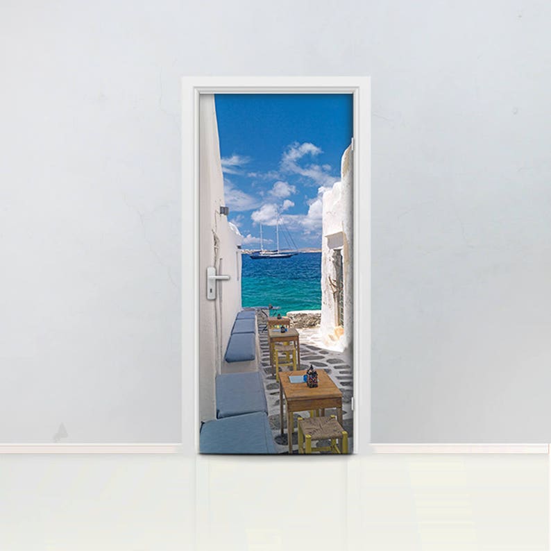 3D Aegean Alley Door Mural Self Adhesive Door Wrap Removable Etsy UK