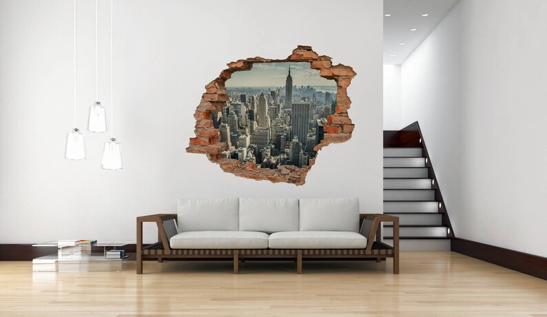 NYC 3D wall sticker New York City Window Decal Mural wallpaper Vinyl USA W17
