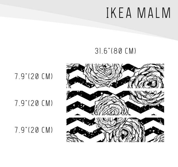 Ikea Malm Dresser Black And White Rose Zigzag Removable Ikea Etsy