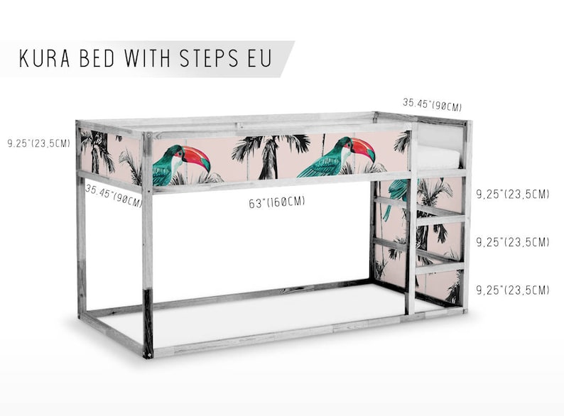 IKEA KURA BED Removable Stickers Palms and Parrots Ikea Etsy