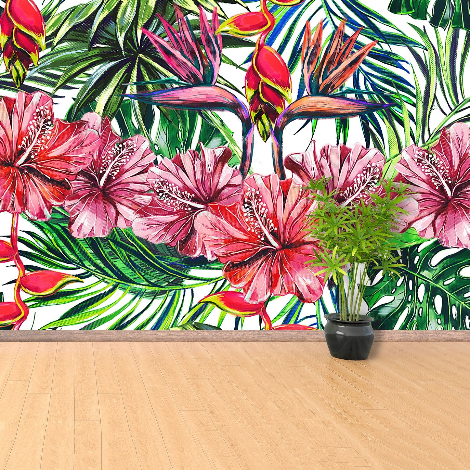 Jungle pattern vlies or self-adhesive photo wallpaper mural | Etsy