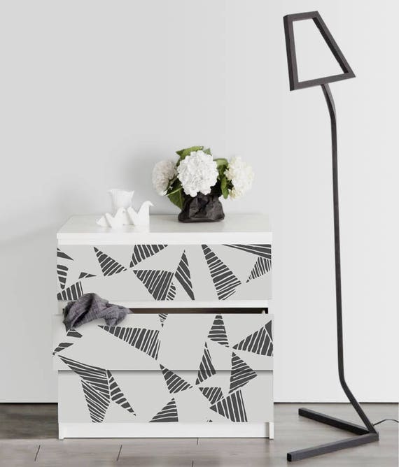 Ikea Malm Dresser Grey And Black Triangles Removable Ikea Etsy