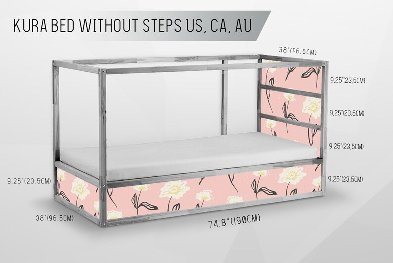 IKEA KURA BED Removable Stickers Delicate Flowers Ikea Etsy