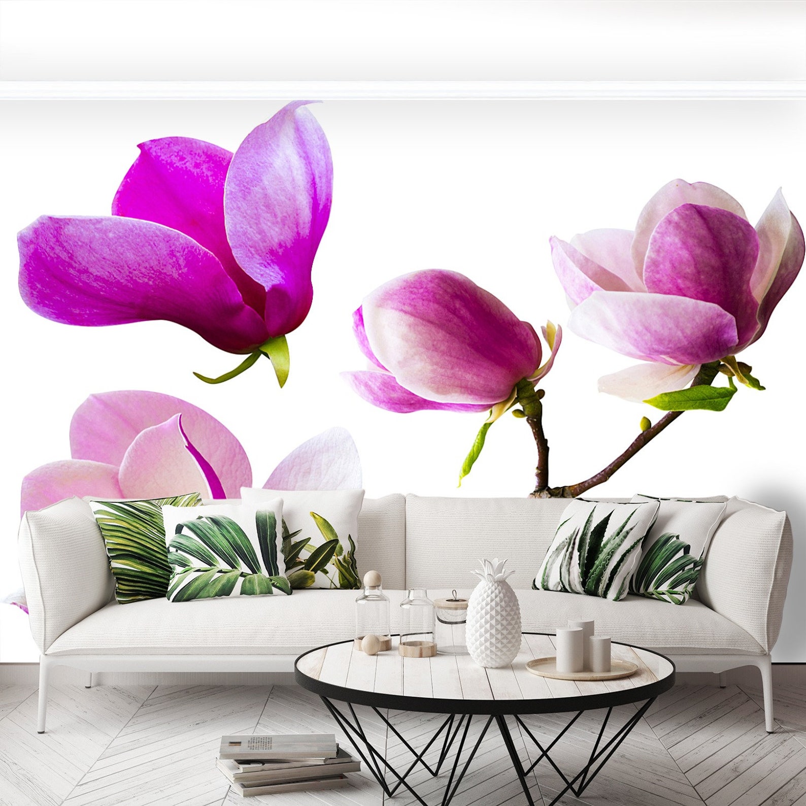 Magnolia flowers peel&stick or non-woven photo wall mural | Etsy