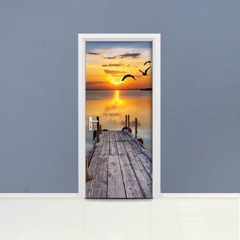 Lake Sunset Door mural Self adhesive door wrap removable peel Etsy