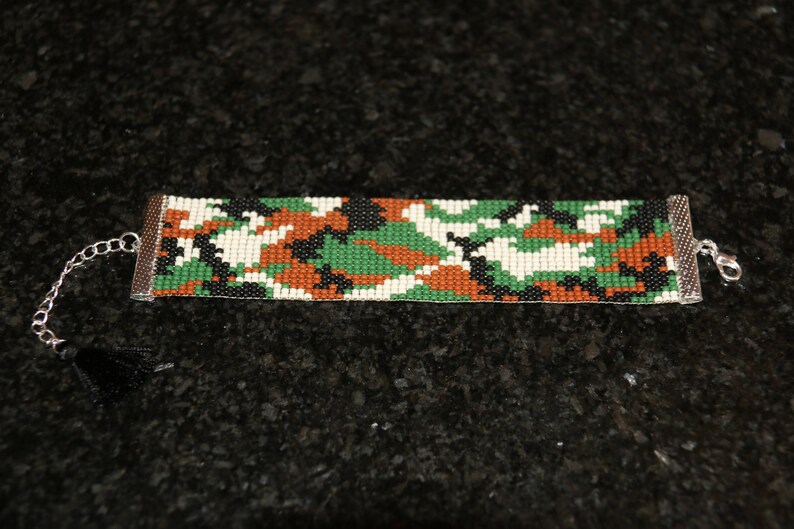 Camouflage Bracelet Loom Bead Bracelet Toho Beads Cuff Etsy