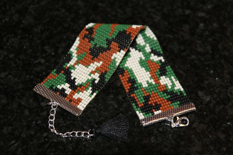 Camouflage Bracelet Loom Bead Bracelet Toho Beads Cuff Etsy