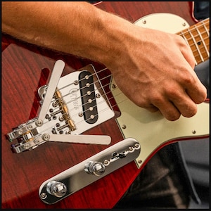 PEDAL STEEL TREMOLO Guitar Effects Tones! Certano T-Bender - Chrome B&G Bender Bridge for 4 Hole Vintage Ashtray Bridge 4 Telecaster Guitar