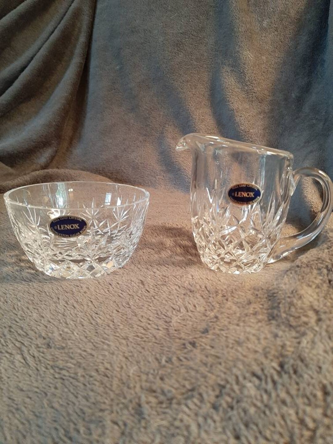 Lenox Full Lead Crystal Sugar and Creamer Charleston Pattern Etsy