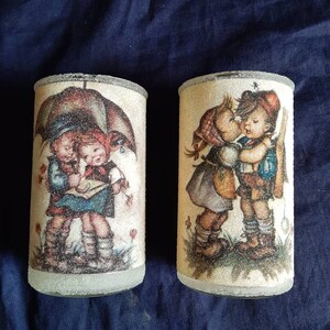 Frosted Candles, Hummel Frosted Little Girl and Boy Candles, Hummel Collectible, Container Candles, Glasses Candle Holders : shC*D Frosted Candles, Hummel Frosted Little Girl and Boy Candles, Hummel Collectible, Container Candles, Glasses Candle Holders : shC*D