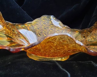 Vintage amber gold Fentonglass fruit bowl centerpiece