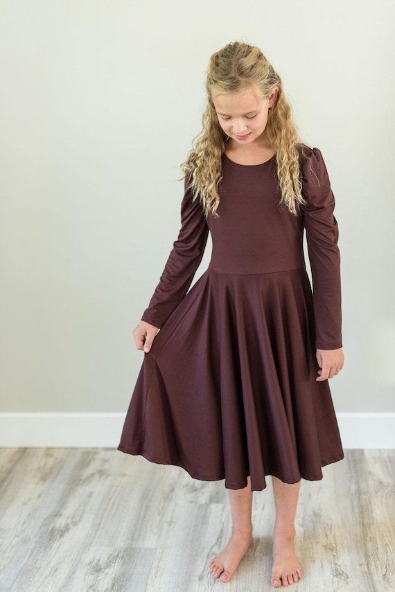 little girls dress-puff sleeves-solid burgundy-toddler outfit-fall dress-twirl dress-knee length-photoshoot -handmade little girls dress-puff sleeves-solid burgundy-toddler outfit-fall dress-twirl dress-knee length-photoshoot -handmade