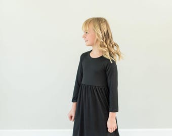 black dress tween Black and White Tiered Dress — Cotton Girls Dress main image 0