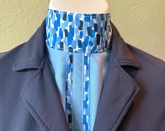 Youth huntseat dickie: blue brushstrokes