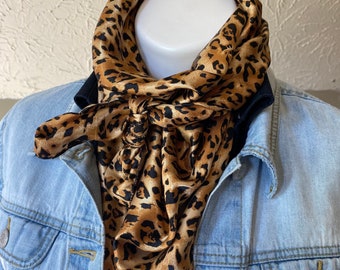 Cheetah Satin wild rag--36x36 square scarf--Western dressage--gift for mom