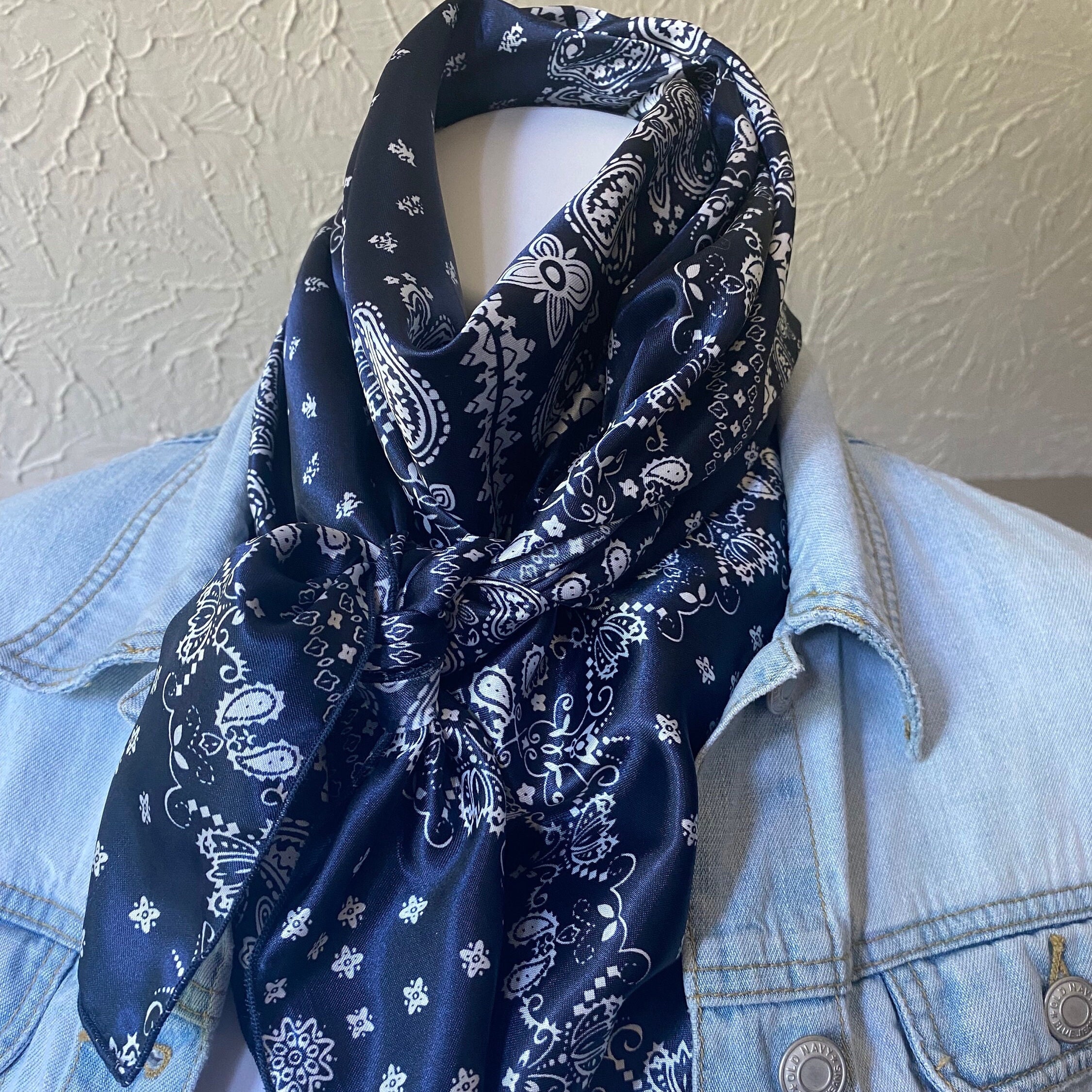 Bandana Print Wild Rag: Satin Charmeusesquare Scarf, Great Gift - Etsy