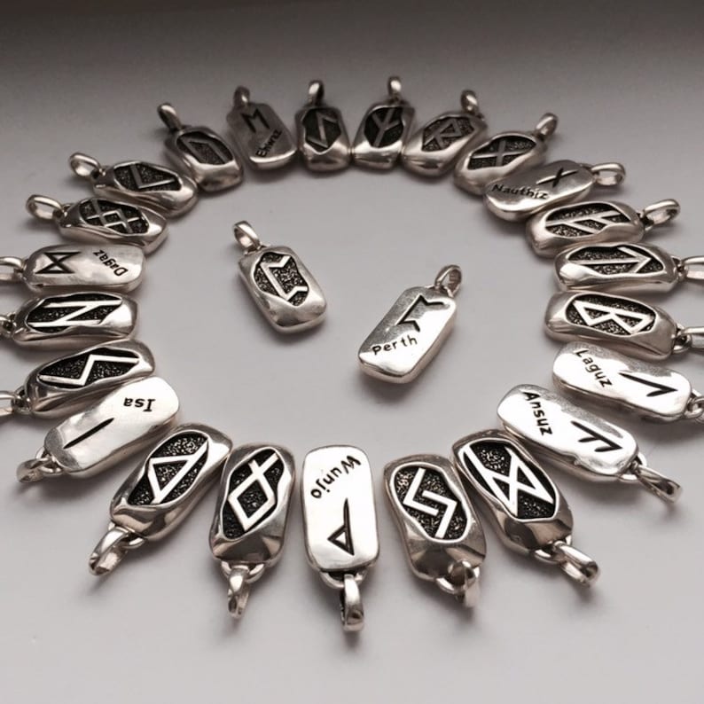 Perth Norse Rune Pendant Sterling Silver Scandinavian Rune Talisman Runic Jewelry. Viking Necklace