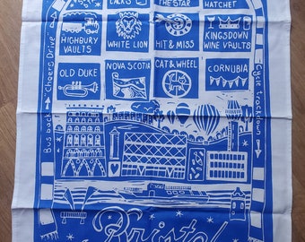 Cheers Drive, 100% cotton tea towel based on my Bristol Linocut.