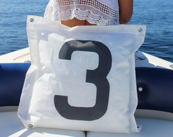 Nautical Pillow Cover, Sail Cloth Cushion, Home Decor Cushion, Sailcloth Cushion, Monogrammed Pillow, Number Cloth Pad