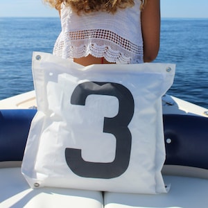 Nautical Pillow Cover, Sail Cloth Cushion, Home Decor Cushion, Sailcloth Cushion, Monogrammed Pillow, Number Cloth Pad